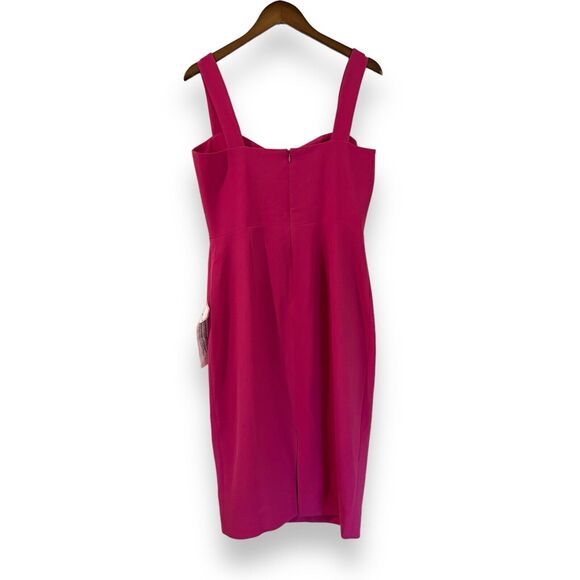 NWT Dress The Population Nicole Sheath Cocktail Midi Dress Size L Bright Fuchsia - Picture 7 of 10